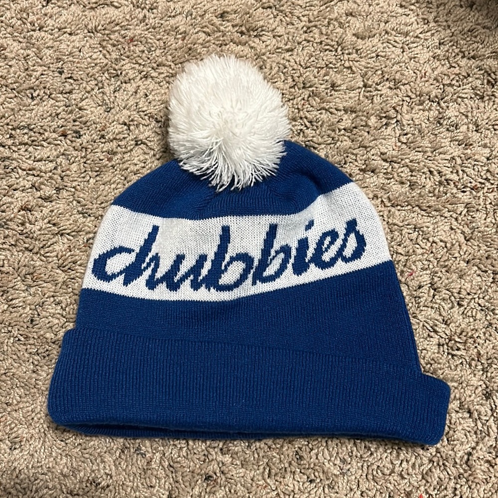 Chubbies Puff Ball Beanie Blue White